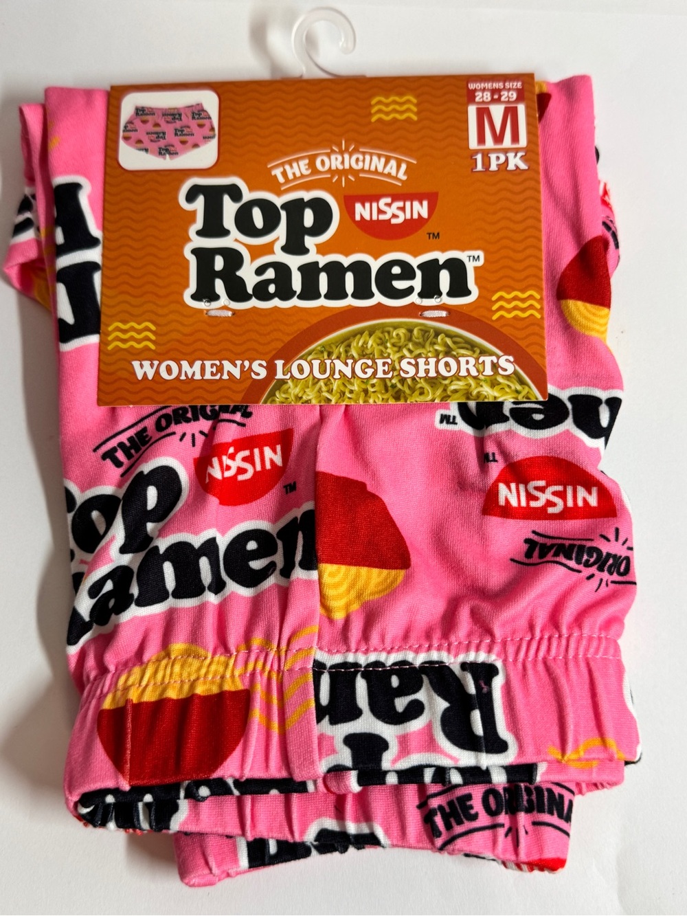 Top Ramen Nissin Women's Lounge Shorts - Pink Noodle Print